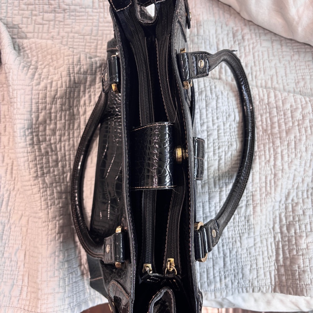Liz Claiborne Black Crocodile-Embossed Handbag - Picture 6 of 7